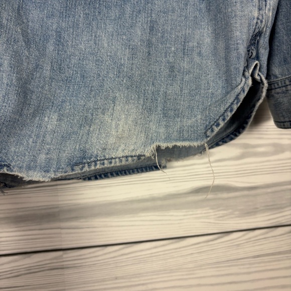 American Eagle Vintage Patchwork Denim Long Sleeve Button Down Shirt Medium - Picture 5 of 16